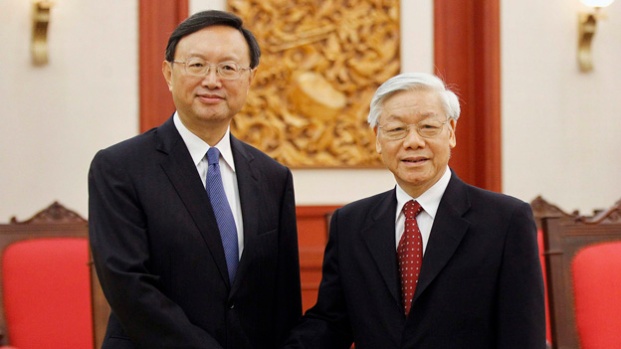 Chinese State Councilor Yang meets Vietnamese Communist Party's General Secretary Nguyen in Hanoi