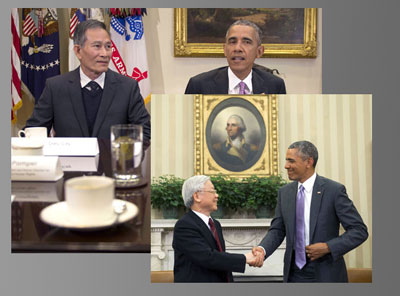 Tổng thống Barrack Obama đã đón tiếp tù nhân chính trị Điếu Cày Nguyễn Văn Hải tại phòng Bầu dục, trước chuyến đi của Tổng bí thư Nguyễn Phú Trọng
