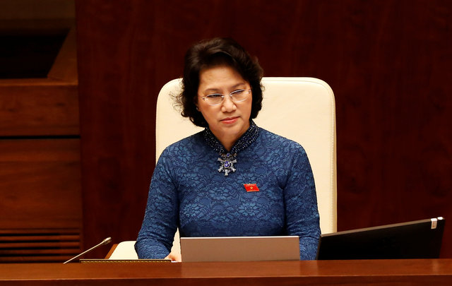 Vietnam's National Assembly Chairwoman Nguyen Thi Kim Ngan attends the opening ceremony of the first session of new National Assembly at Ba Dinh hall in Hanoi, Vietnam July 20, 2016. REUTERS/Kham