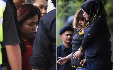  Siti Aisyah, left, and Doan Thi Huong leave the magistrates' court in Sepang, Malaysia Credit: AFP 